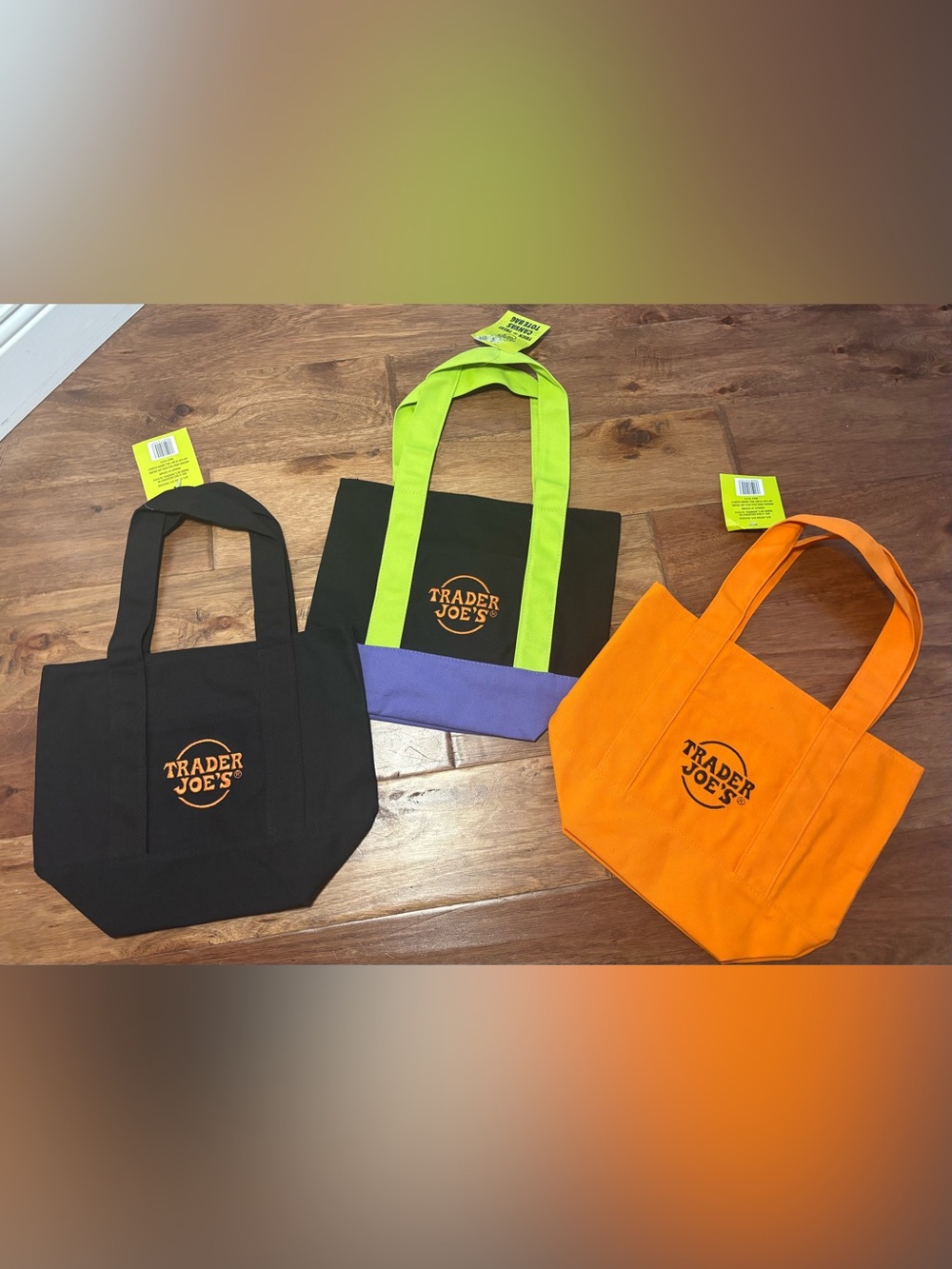NEW Bundle Set Three Trader Joe’s Halloween Trick-or-Treat Canvas Mini Tote Bags